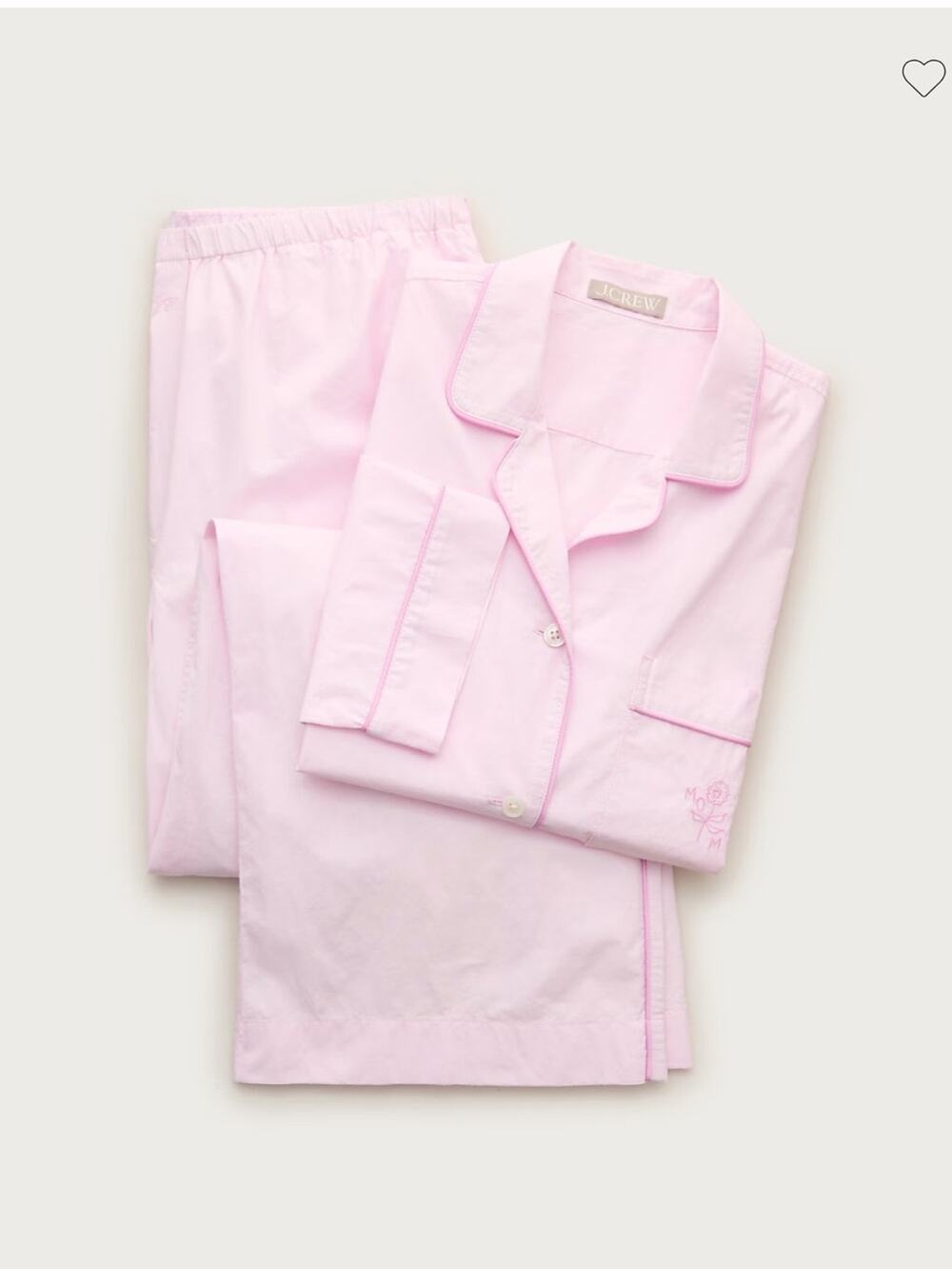 J.Crew Classic "Mom" pajama pant set in end-on-end cotton